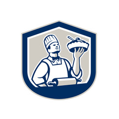 Chef Cook Holding Roller Plate Retro