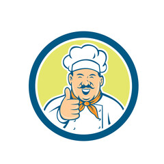 Chef Cook Happy Thumbs Up Circle Retro