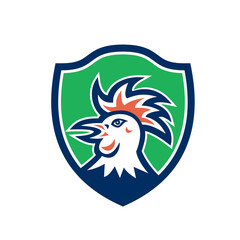 Cockerel Rooster Head Shield Retro