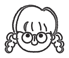 女の子 ゆる顔 アイコン 06 ハンコ風 メガネ _単品04