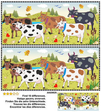 Cows on a pasture difference game. Answer included.

