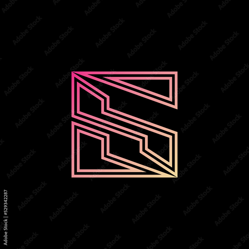 Poster Simple and unique letter or word S font with line out art image graphic icon logo design abstract concept vector stock. Can be used as symbol related to initial or monogram