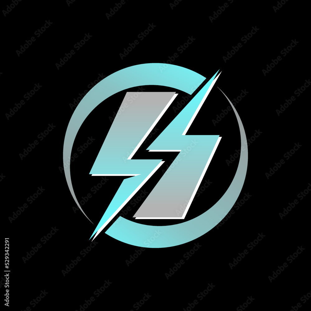 Poster simple and unique letter or word s font with 2 electric side image graphic icon logo design abstract