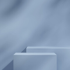 Minimal rectangular 3d rendering image mockup empty blue scene for product podium in square
