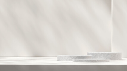 Minimal empty scene 3d rendering mockup granite texture podium product in landscape white background
