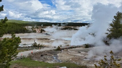 geyser, view, yellowstone