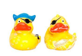 Two Pirate rubber ducks transparent