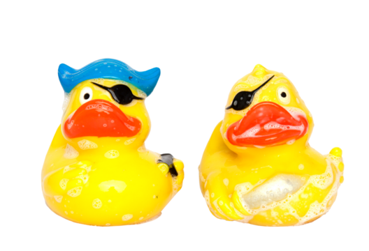 Two Pirate rubber ducks transparent