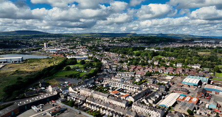 Aerial photo of Larne Harbour and Lough Antrim Northern Ireland