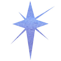 Blue watercolor star. Celestial element, space, sky. Transparent png clipart for design