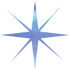 Blue watercolor star. Celestial element, space, sky. Transparent PNG clipart