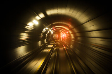 Motion blur of Mass Rapid Transit underground tunnel 