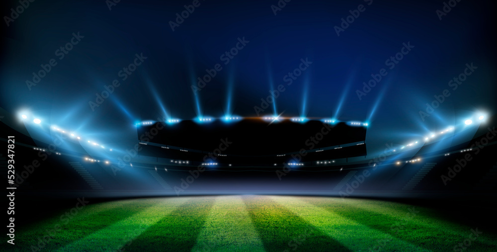 Wall mural lights at night and stadium 3d render,