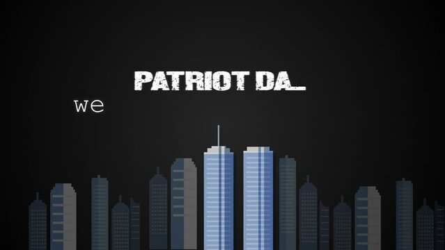 Patriot Day USA we will never forget September 11. Black Background With New York City  Twin Towers graphic animation 4k.