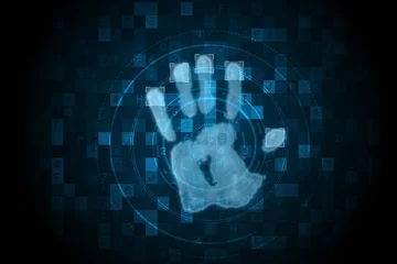 Fotobehang Digital security hand  scan © vectorfusionart