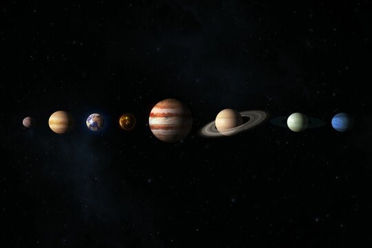 Digitally generated image of solar system