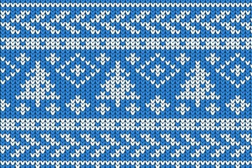 Knitting Christmas vector background cone tree