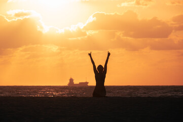 Figure of a Woman - Sunrise at the Beach (Horizontal)