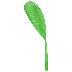 Simple watercolor green leaf. Plant element. Transparent PNG Clipart