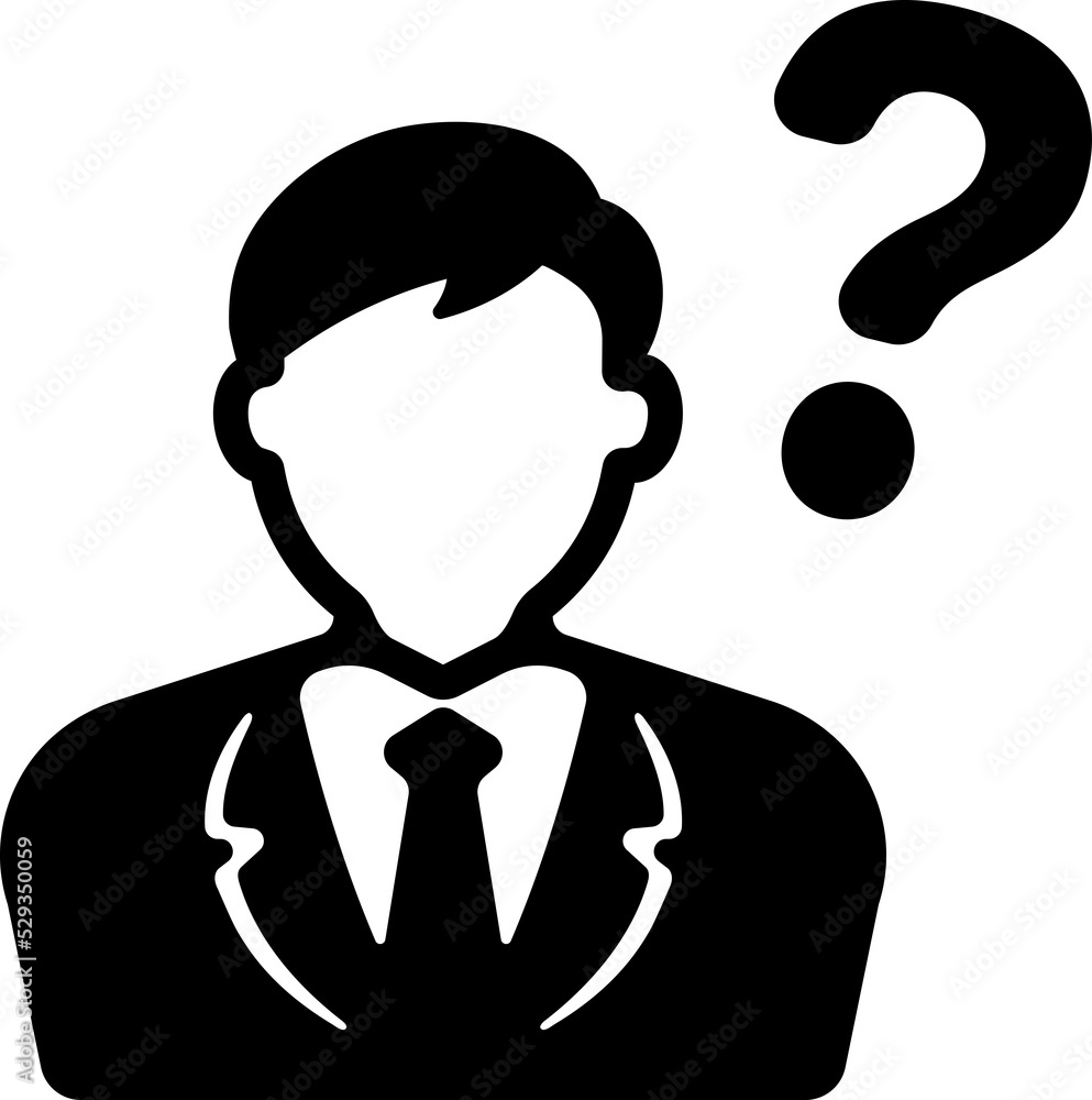 Wall mural business man with question mark icon (png)