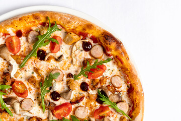 pizza on the white background
