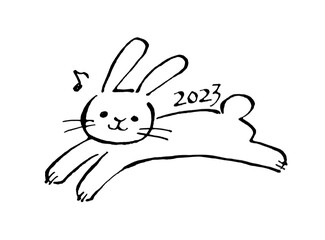 跳ねるウサギの干支イラスト