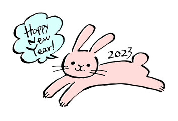 跳ねるウサギの干支イラスト