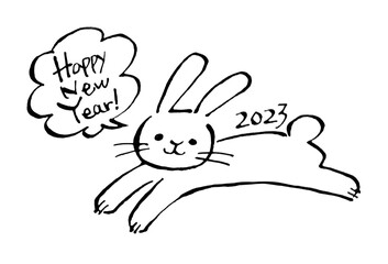 跳ねるウサギの干支イラスト