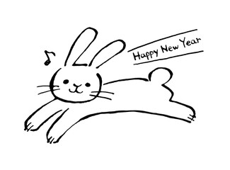 跳ねるウサギの干支イラスト