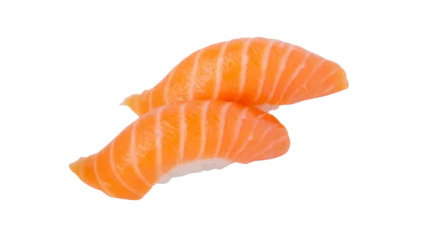 Selbstklebende Fototapeten Salmon sushi nigiri isolated in .png  file © Nuttanun