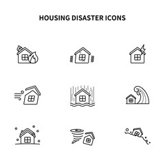 シンプルアイコンセット｜災害・火災保険・地震保険・家財保険・補償｜mayucolor07 © mayucolor