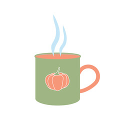 Green Autumn Mug with Hot Drink