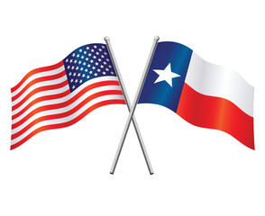 usa and texas flags crossed alliance - Powered by Adobe