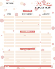 Weekly budget plan