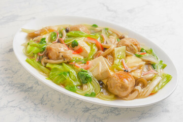 肉団子と豆腐の野菜餡かけ