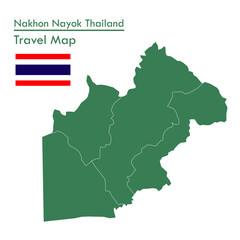 Obraz premium Green Map Nakhon Nayok Province is one of the provinces of Thailand