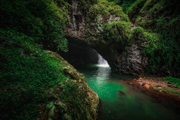 waterfall in the mountains