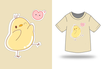 Chick cute trendy stylish t shirt graphic design vector illustration