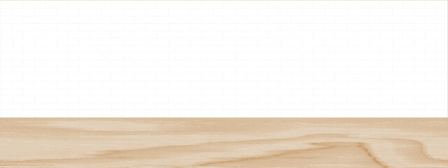 Empty room vector image with white brick wall and wooden floor for illustration