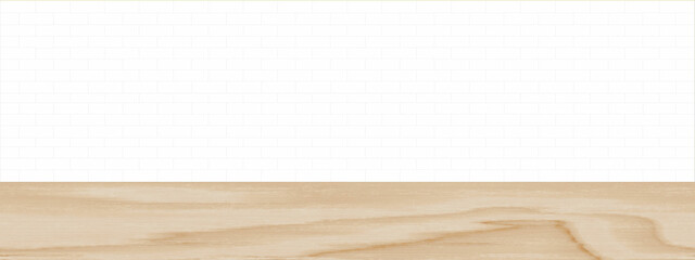 Empty room with white brick walls and wooden floor. for illustration