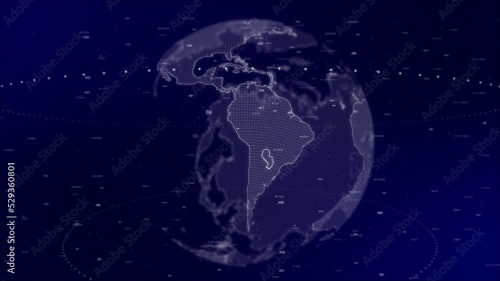 Aufkleber data analysis technology globe rotating on paraguay country with graphs, charts, analytics in backgr