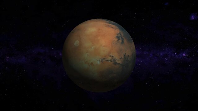 realistic planet Mars rotating globe map black background (Loop)