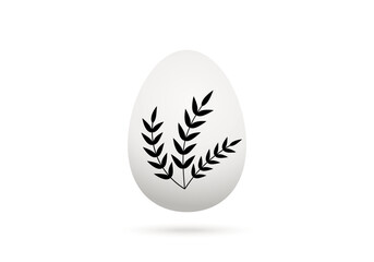 White egg with spring branch for easter.