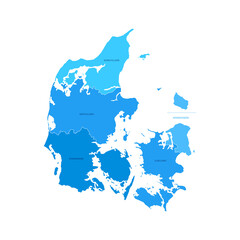 Denmark Regions Map with Editable Outline Vector Illustration
