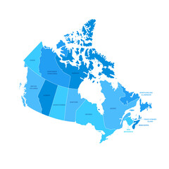 Canada Regions Map with Editable Outline Vector Illustration