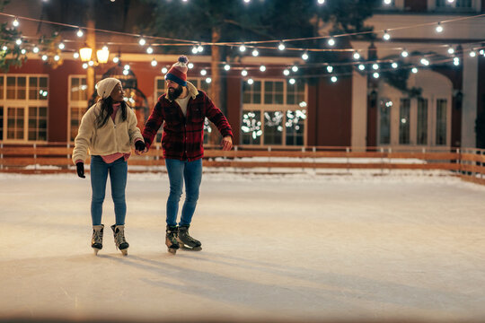 Couple on romantic winter vacation