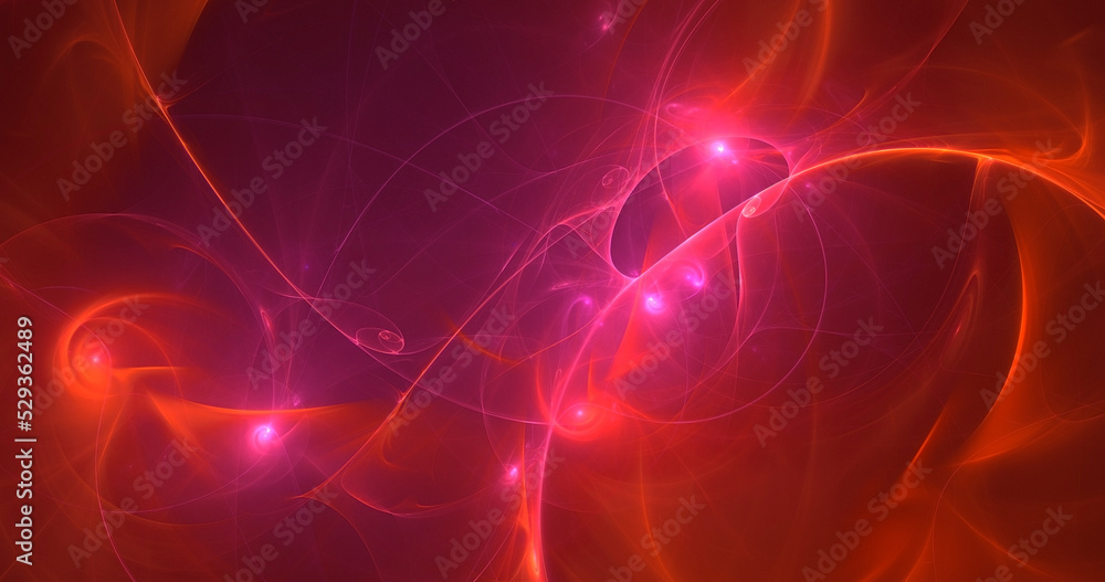 Poster 3d rendering abstract valentine red fractal light background