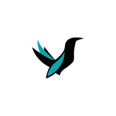 bird logo design.blue black on white background