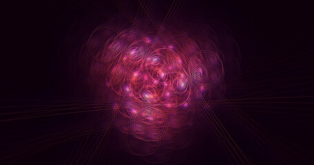 3D rendering abstract valentine red fractal light background