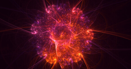 3D rendering abstract valentine red fractal light background